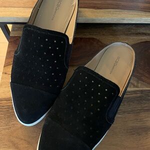 BCBGeneration Black Suede Leather Flat Mules